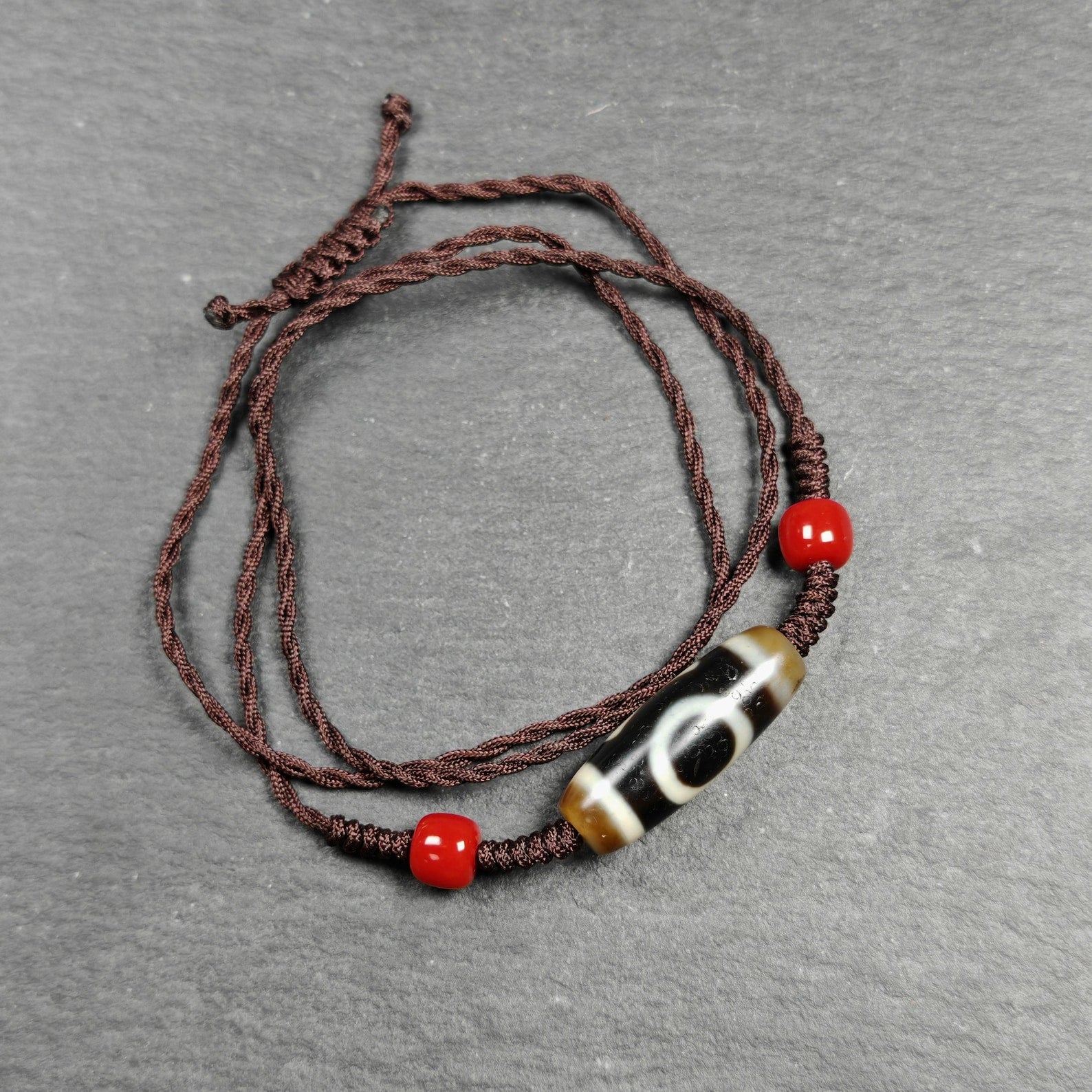 Vintage Sky Earth Dzi Bead Necklace | Tibetan Dzi Jewelry | Protection Charm for Harmonious and Balance | Spiritual Gift | 30*11mm