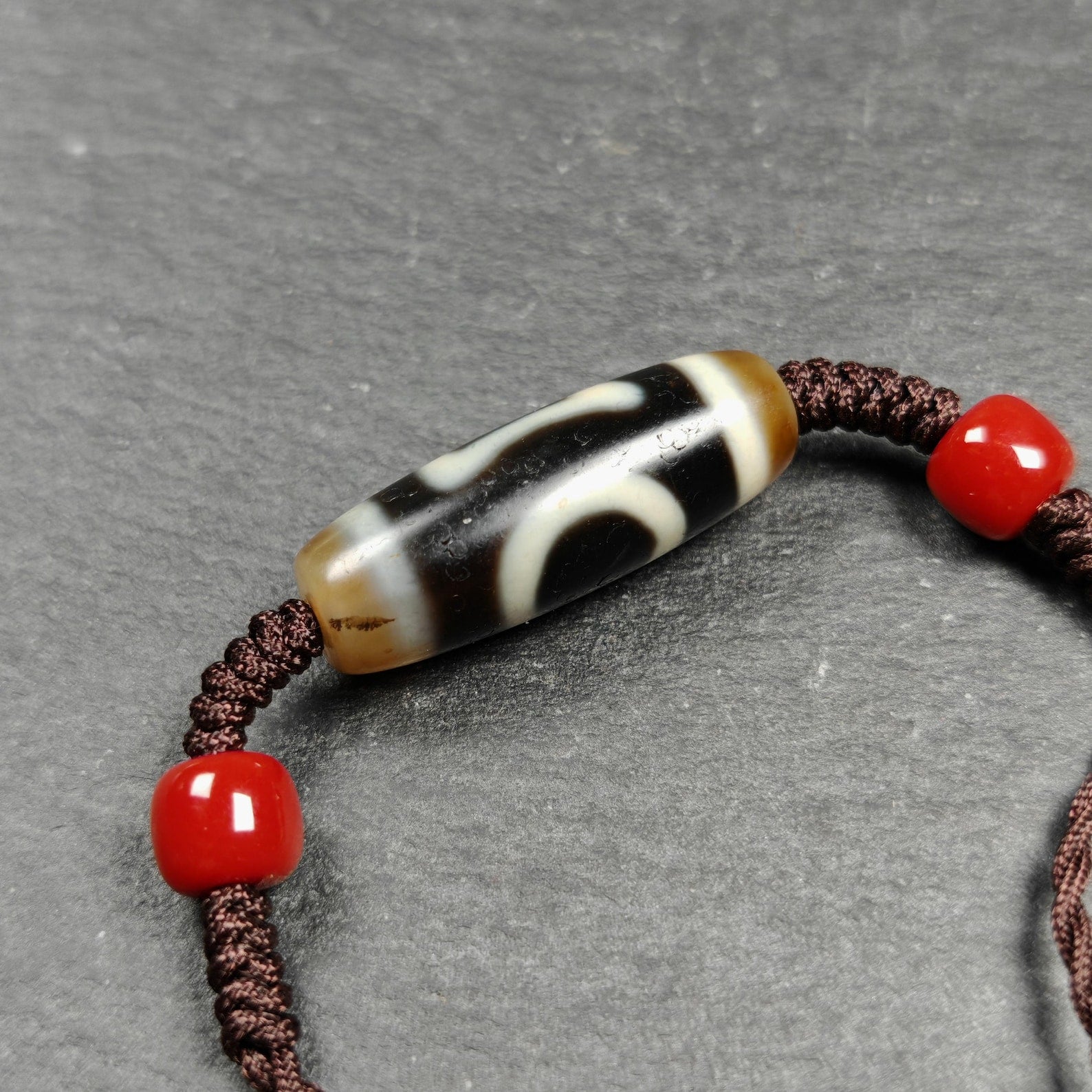 Vintage Sky Earth Dzi Bead Necklace | Tibetan Dzi Jewelry | Protection Charm for Harmonious and Balance | Spiritual Gift | 30*11mm