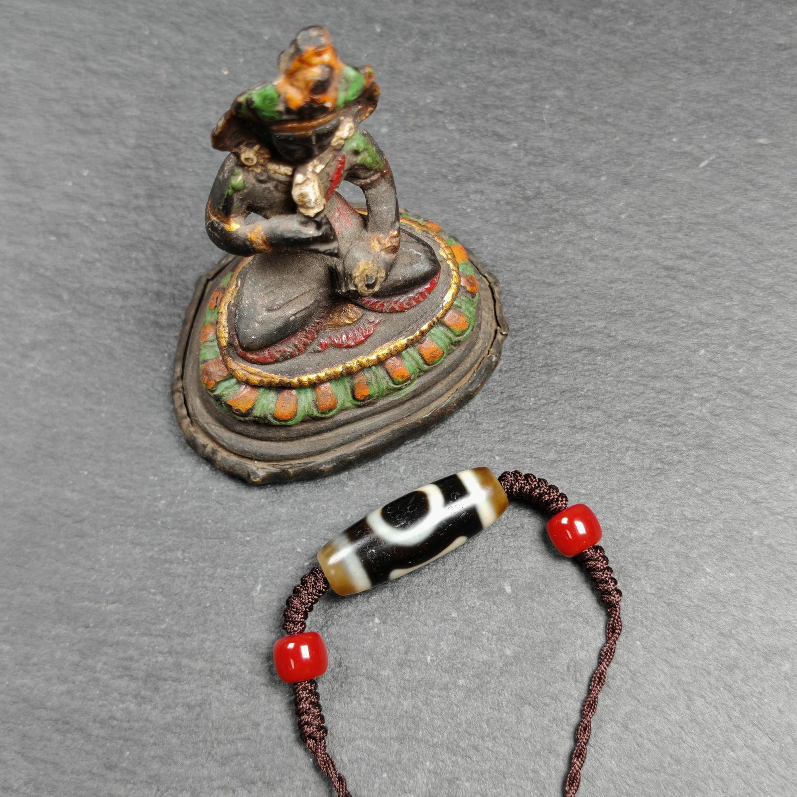 Vintage Sky Earth Dzi Bead Necklace | Tibetan Dzi Jewelry | Protection Charm for Harmonious and Balance | Spiritual Gift | 30*11mm