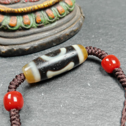Vintage Sky Earth Dzi Bead Necklace | Tibetan Dzi Jewelry | Protection Charm for Harmonious and Balance | Spiritual Gift | 30*11mm