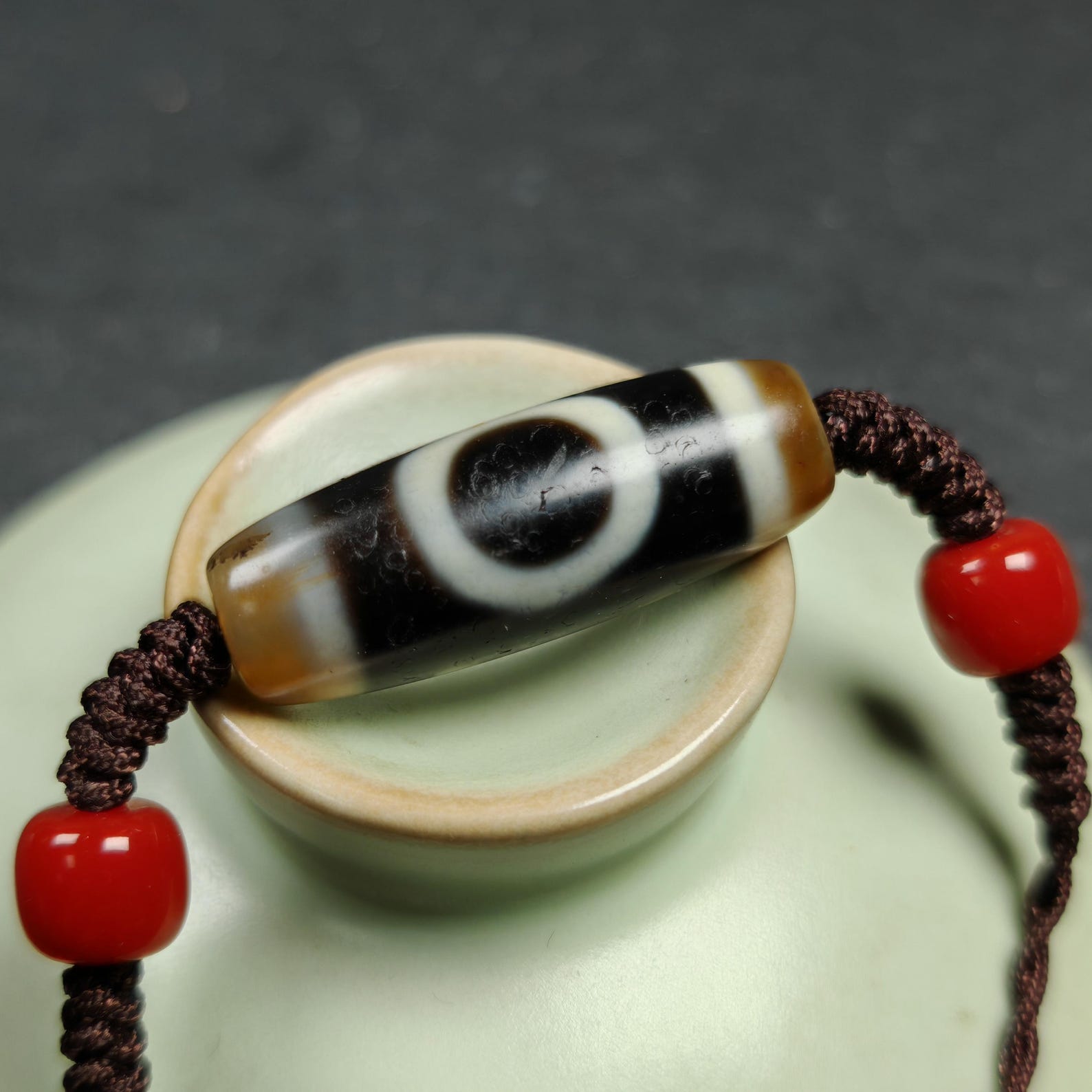 Vintage Sky Earth Dzi Bead Necklace | Tibetan Dzi Jewelry | Protection Charm for Harmonious and Balance | Spiritual Gift | 30*11mm