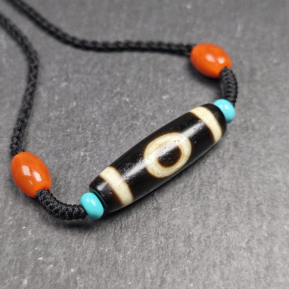 Vintage Sky & Earth Dzi Bead Necklace | Tibetan Jewelry | Protection Charm for Happy and Harmonious | Spiritual Gift | 36*12mm