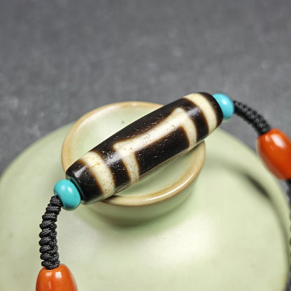 Vintage Sky & Earth Dzi Bead Necklace | Tibetan Jewelry | Protection Charm for Happy and Harmonious | Spiritual Gift | 36*12mm