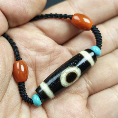Vintage Sky & Earth Dzi Bead Necklace | Tibetan Jewelry | Protection Charm for Happy and Harmonious | Spiritual Gift | 36*12mm