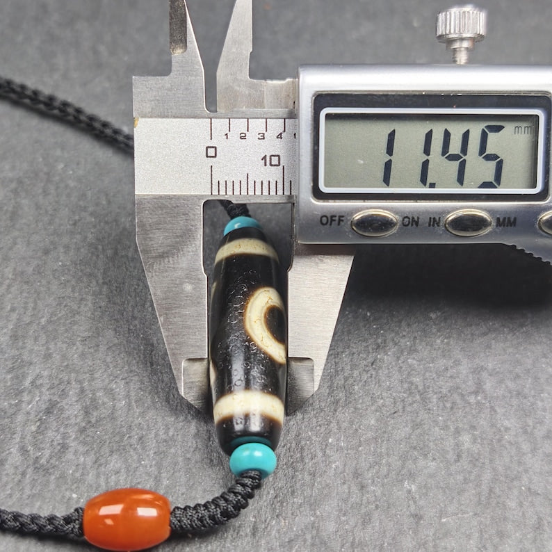 Vintage Sky & Earth Dzi Bead Necklace | Tibetan Jewelry | Protection Charm for Happy and Harmonious | Spiritual Gift | 36*12mm