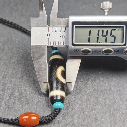 Vintage Sky & Earth Dzi Bead Necklace | Tibetan Jewelry | Protection Charm for Happy and Harmonious | Spiritual Gift | 36*12mm