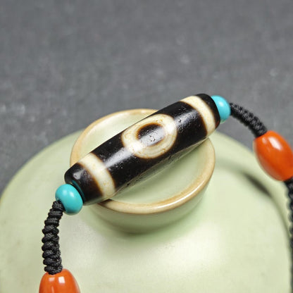 Vintage Sky & Earth Dzi Bead Necklace | Tibetan Jewelry | Protection Charm for Happy and Harmonious | Spiritual Gift | 36*12mm