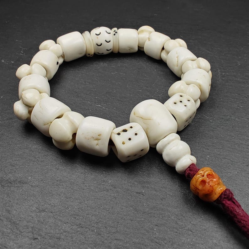 Vintage Tibetan Conch Shell Wrist Mala | 14mm Shankha Shell Prayer Beads Bracelet