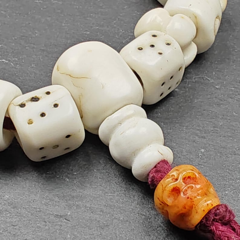 Vintage Tibetan Conch Shell Wrist Mala | 14mm Shankha Shell Prayer Beads Bracelet