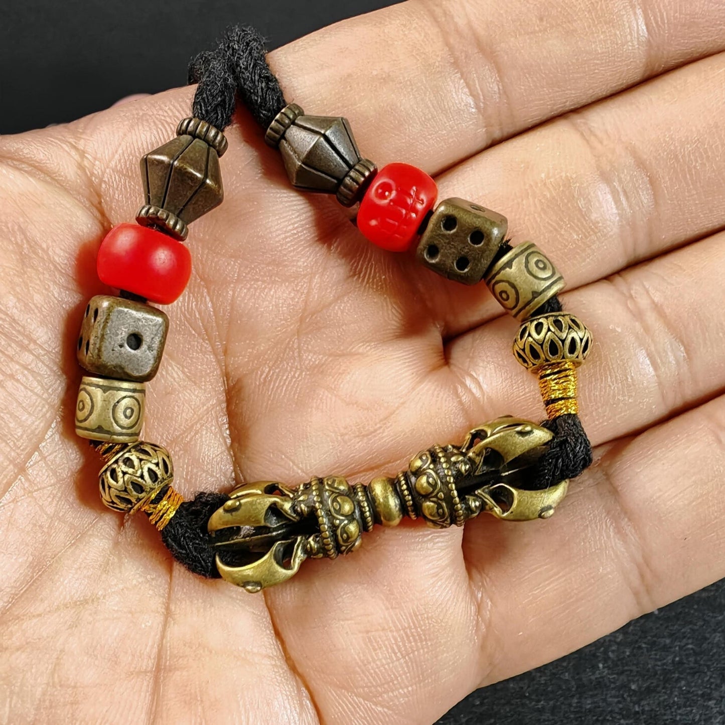 Vintage Tibetan Vajra Amulet Necklace, Brass Copper 5-Pronged Dorje Pendant, Buddhist Protection Charm Jewelry, Spiritual Meditation Gift