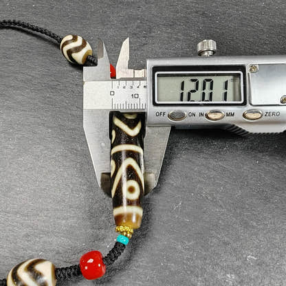 Vintage Wave 8 Eyes Dzi Bead Necklace - Tibetan Buddhist bead necklace, view 10
