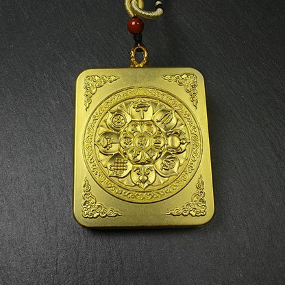 Yellow Jambhala Gau Box Amulet - Mini Ghau Shrine - Portable Tibetan Buddhist Altar Necklace with Offerings - Protective Charm