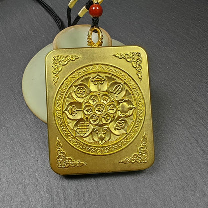 Yellow Jambhala Gau Box Amulet - Mini Ghau Shrine - Portable Tibetan Buddhist Altar Necklace with Offerings - Protective Charm