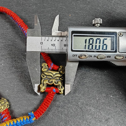 Yellow Jambhala Wealth Deity Amulet, Hand Woven Five-Color Cord Tibetan Pendant, Brass Buddhist Protection Talisman