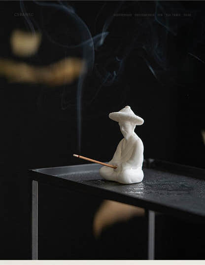 Ceramic Fisherman Incense Holder - Tibetan Buddhist statue, view 10