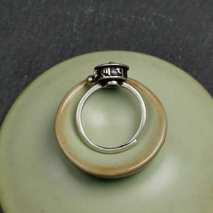 Silver Prayer Wheel Ring - Tibetan Buddhist art, view 9
