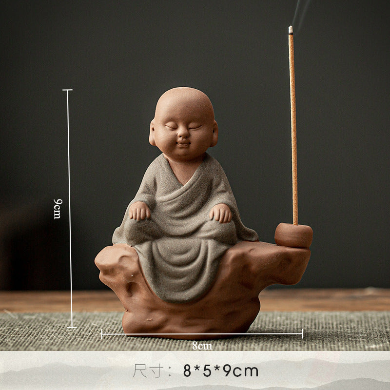 Purple Sand Buddha Statue Incense Holder