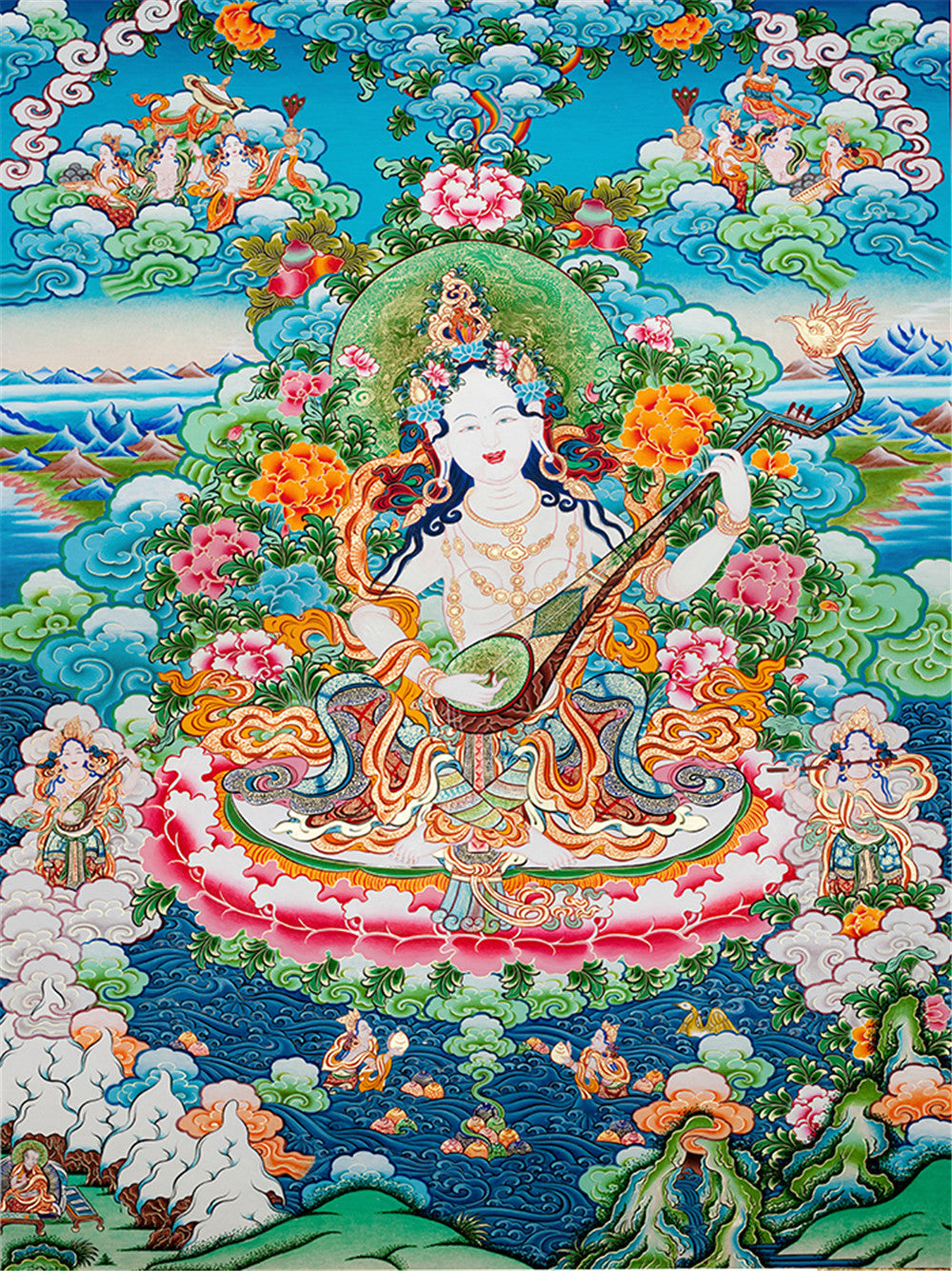 2786-唐卡-HBMT-094妙音佛母-240dpi - Tibetan thangka painting, front view