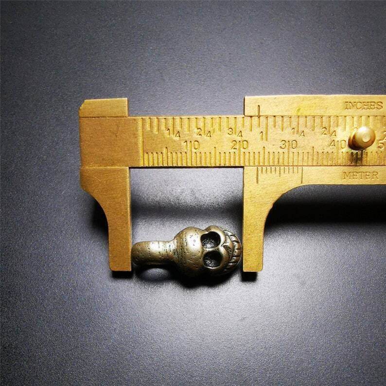 Skull Sitavana Shape Bead Counter Clip - Tibetan Buddhist art, size reference