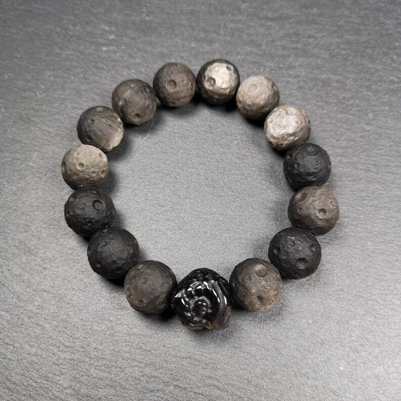 Obsidian Wrist Mala, Prayer Beads Bracelet - Tibetan Buddhist mala beads, view 7