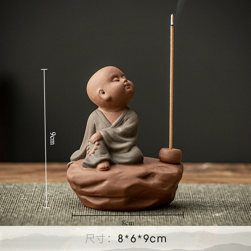 Purple Sand Buddha Statue Incense Holder