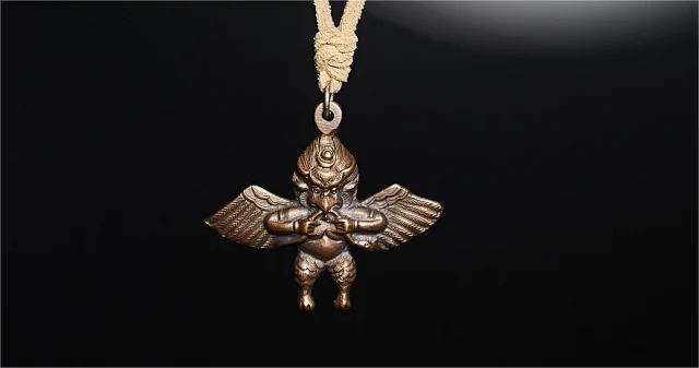 Gandhanra Antique Tibetan Buddhist Amulet,Garuda,Golden-winged Bird Pendant 1.57" * 1.18"