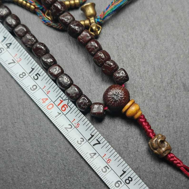 Mala Necklace,Old 8mm 108 Rudraksha Prayer Beads