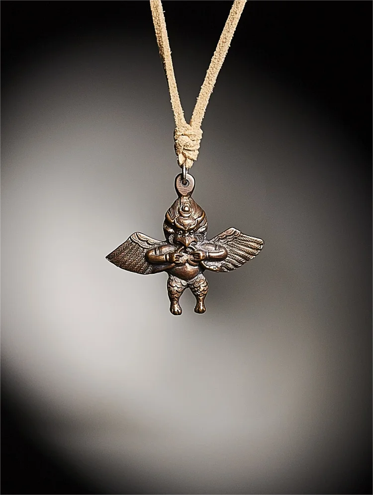 Gandhanra Antique Tibetan Buddhist Amulet,Garuda,Golden-winged Bird Pendant 1.57" * 1.18"