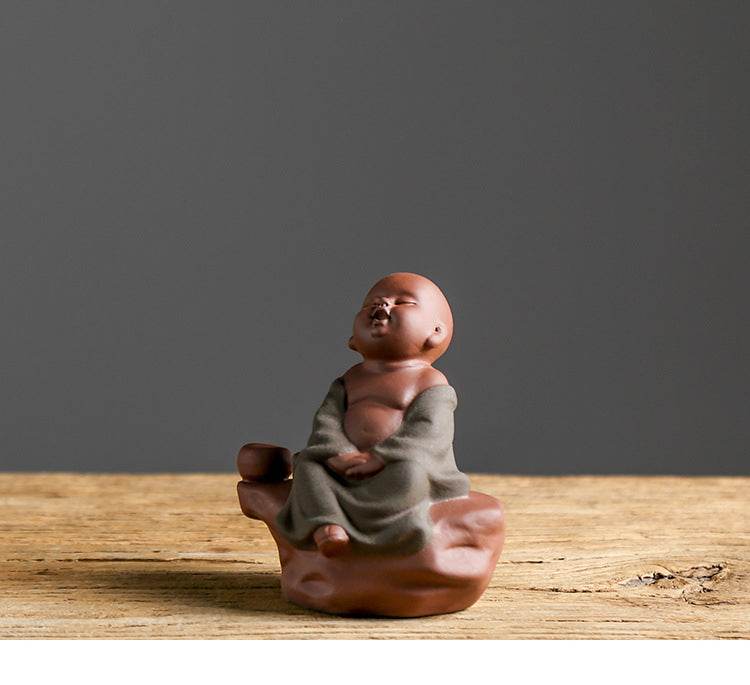 Purple Sand Ceramic Buddha Statues - Tibetan Buddhist statue, size reference