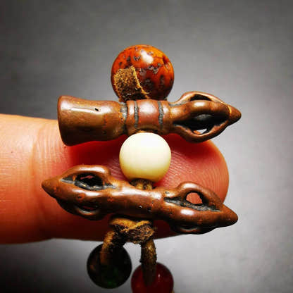 Amulet,Mini Vajra and Tibetan Bell Bead Pendant - Tibetan Buddhist amulet, view 6