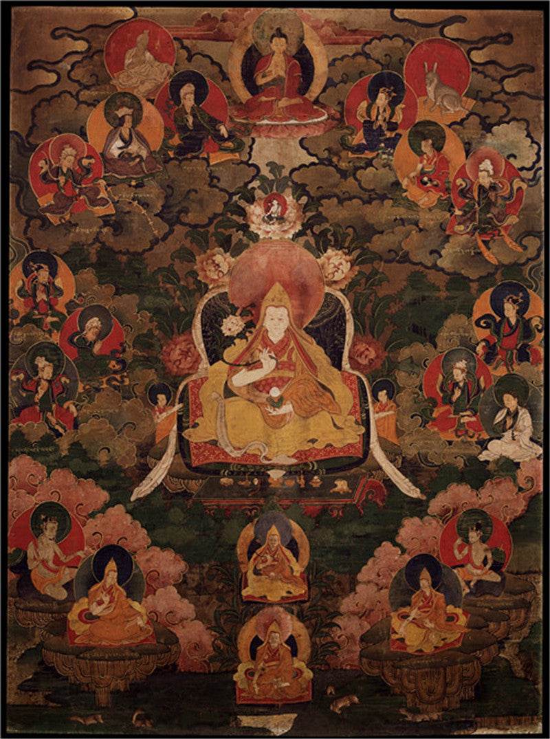 Dalai Lama VII - Kelzang Gyatso Image - Tibetan thangka painting, front view