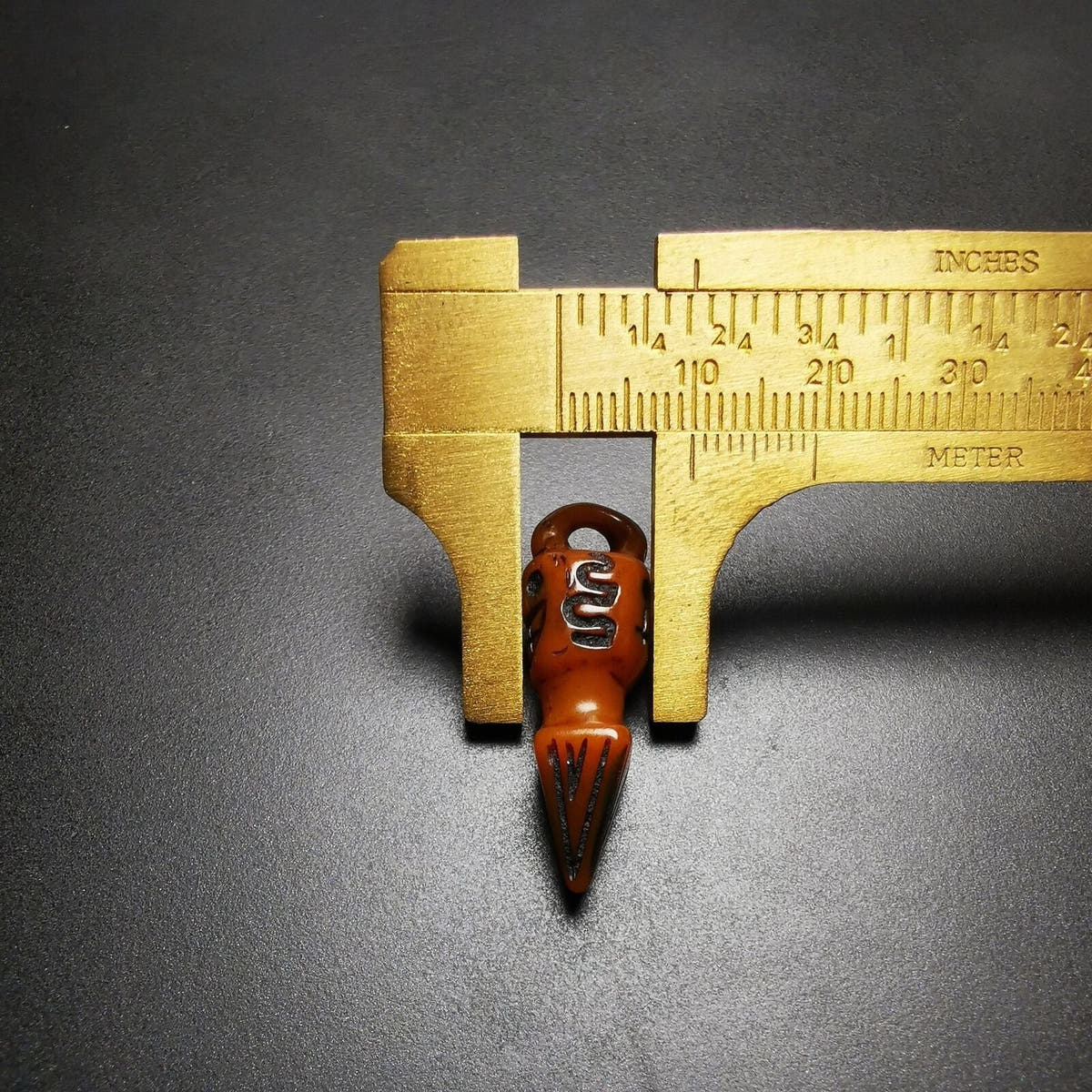 Amulet,Yak Bone Phurba Pendant 1.22" - Tibetan Buddhist amulet, size reference