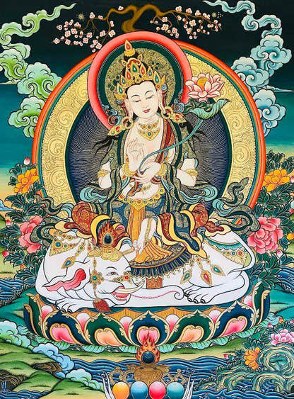 Samantabhadra Thangka - Tibetan thangka painting, front view