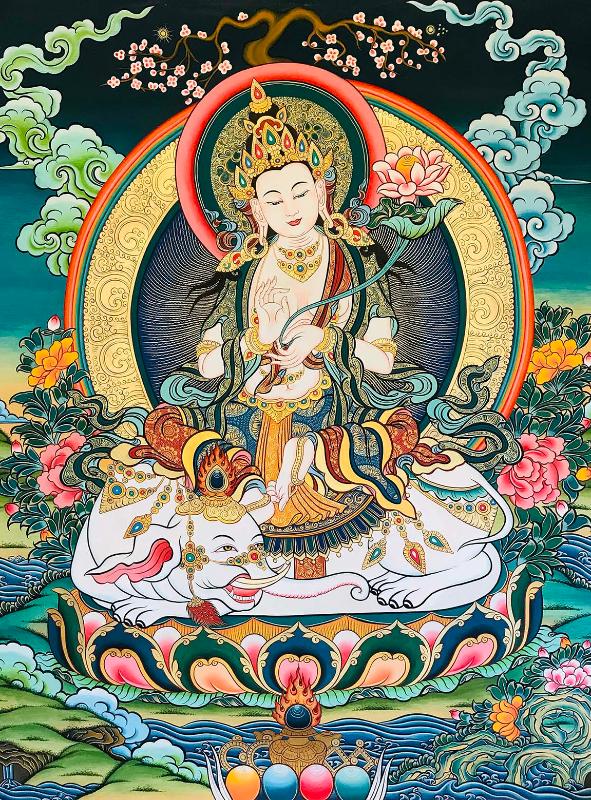 Gandhanra Tibetan Thangka Art - Samantabhadra - from Kathok Monastery - Giclee Print with Mineral Pigments