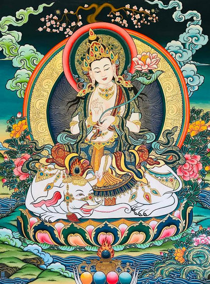 Gandhanra Tibetan Thangka Art - Samantabhadra - from Kathok Monastery - Giclee Print with Mineral Pigments