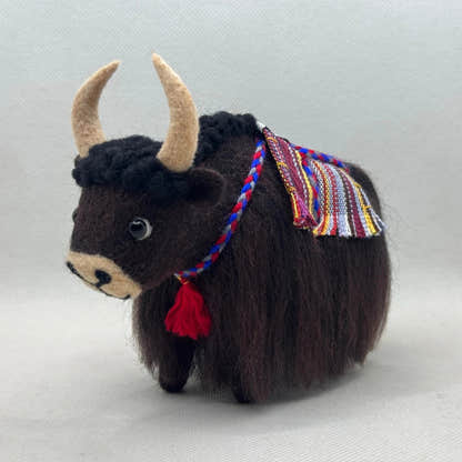 Wool Felt Yak Ornaments Gift, 3.54" - Tibetan Buddhist art, size reference