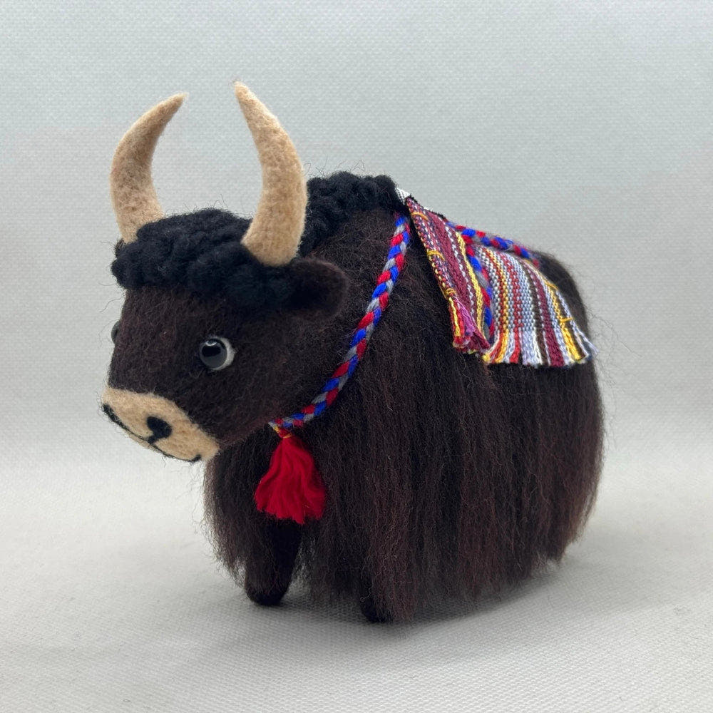 Wool Felt Yak Ornaments Gift, 3.54" - Tibetan Buddhist art, size reference