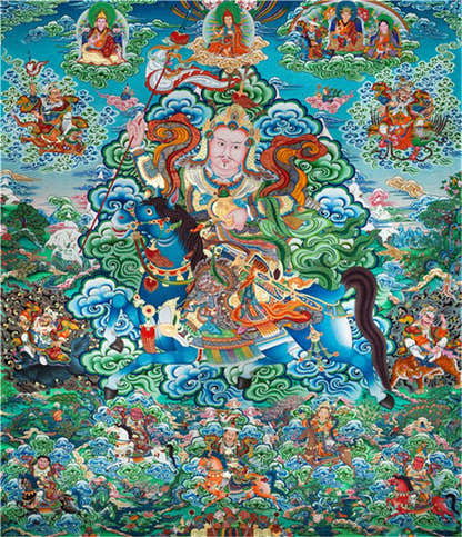 King Gesar Image - Tibetan thangka painting, front view