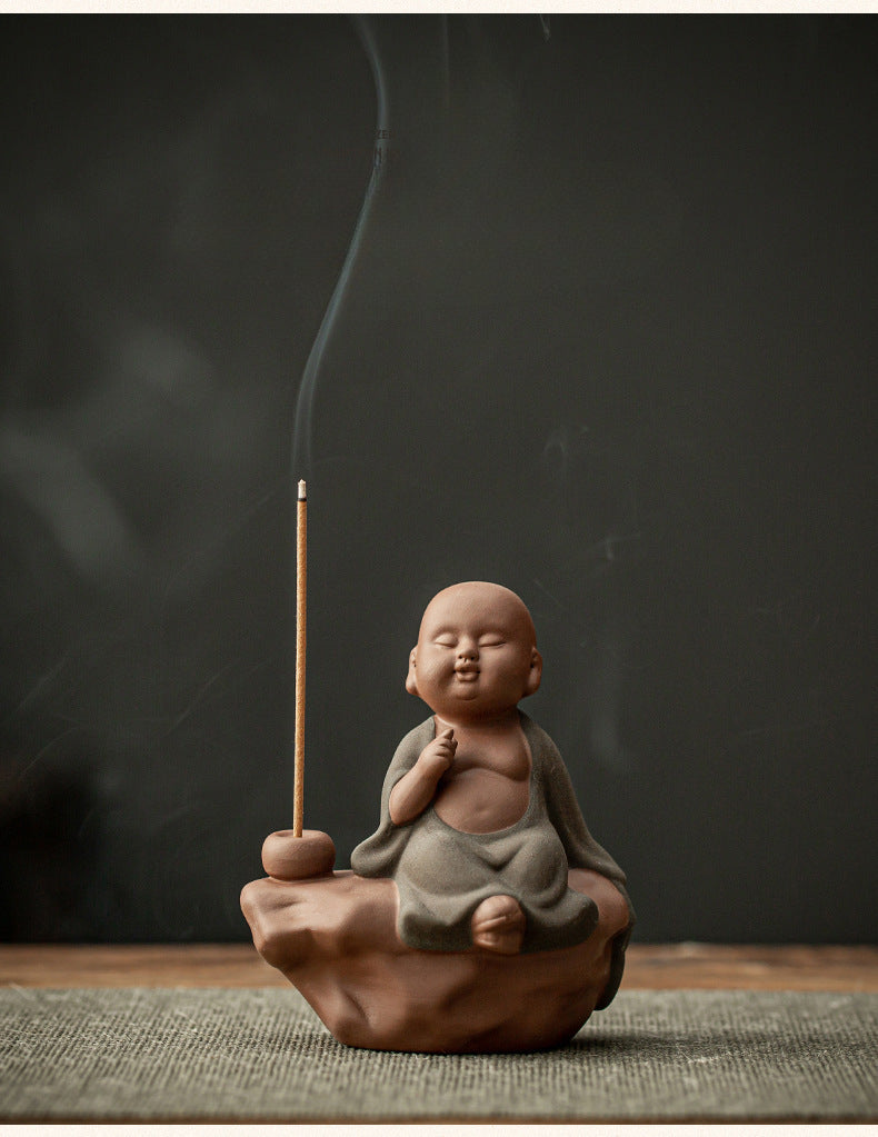 Purple Sand Buddha Statue Incense Holder