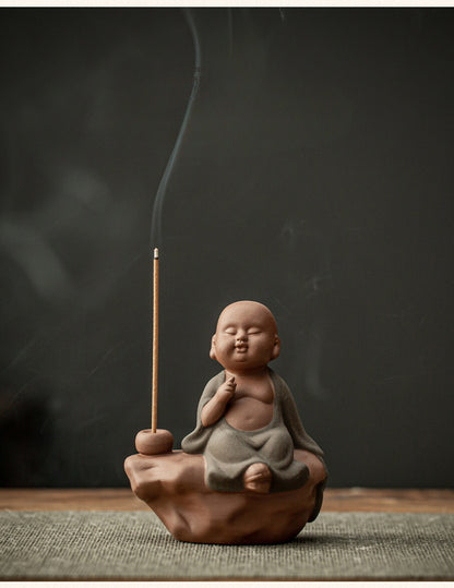 Purple Sand Buddha Statue Incense Holder