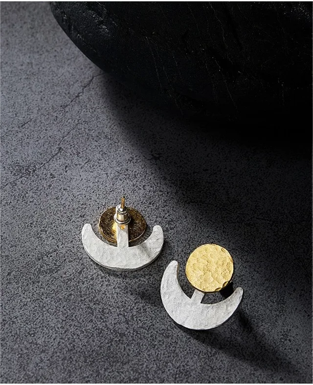 Sun and Moon Radiance Earrings Silver Plated with Gold