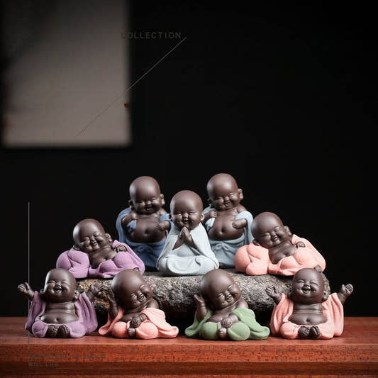 Purple Clay Maitreya Buddha Statues - Tibetan Buddhist statue, front view