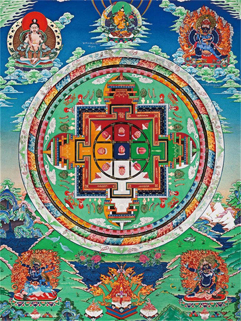 Yamantaka Mandala\ Vajrabhairava Image - Tibetan thangka painting, front view