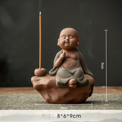 Purple Sand Buddha Statue Incense Holder