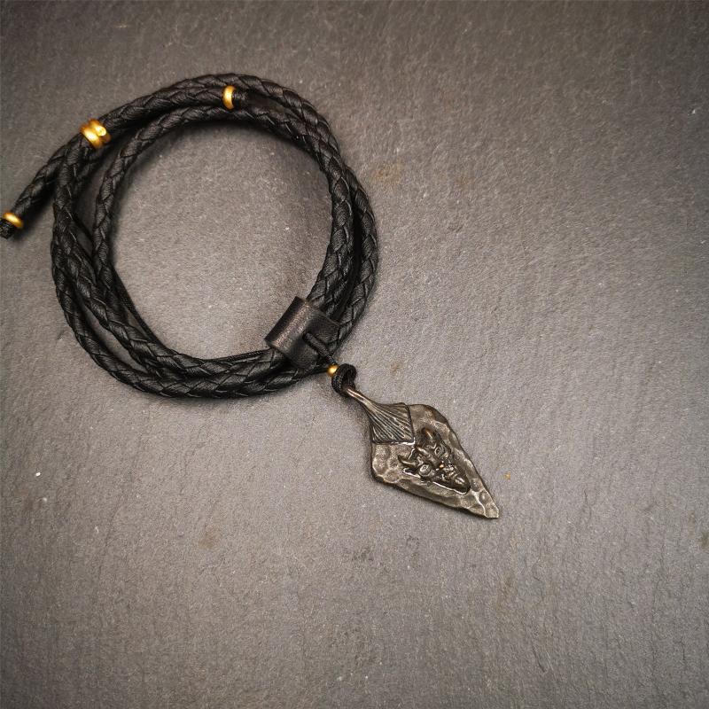 Demon Amulet 1.8" - Tibetan Buddhist amulet, close-up detail