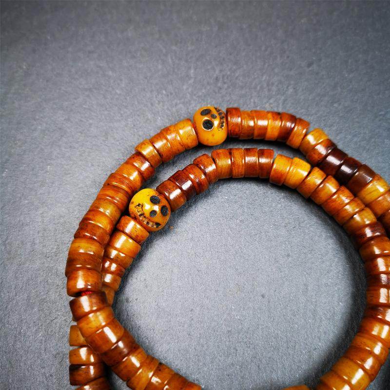 8.5mm Yak Bone Mala,48cm - Tibetan Buddhist mala beads, view 4