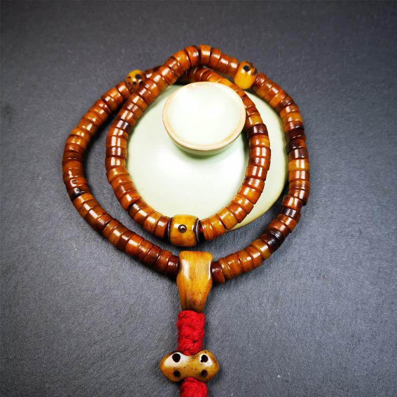 8.5mm Yak Bone Mala,48cm - Tibetan Buddhist mala beads, view 5