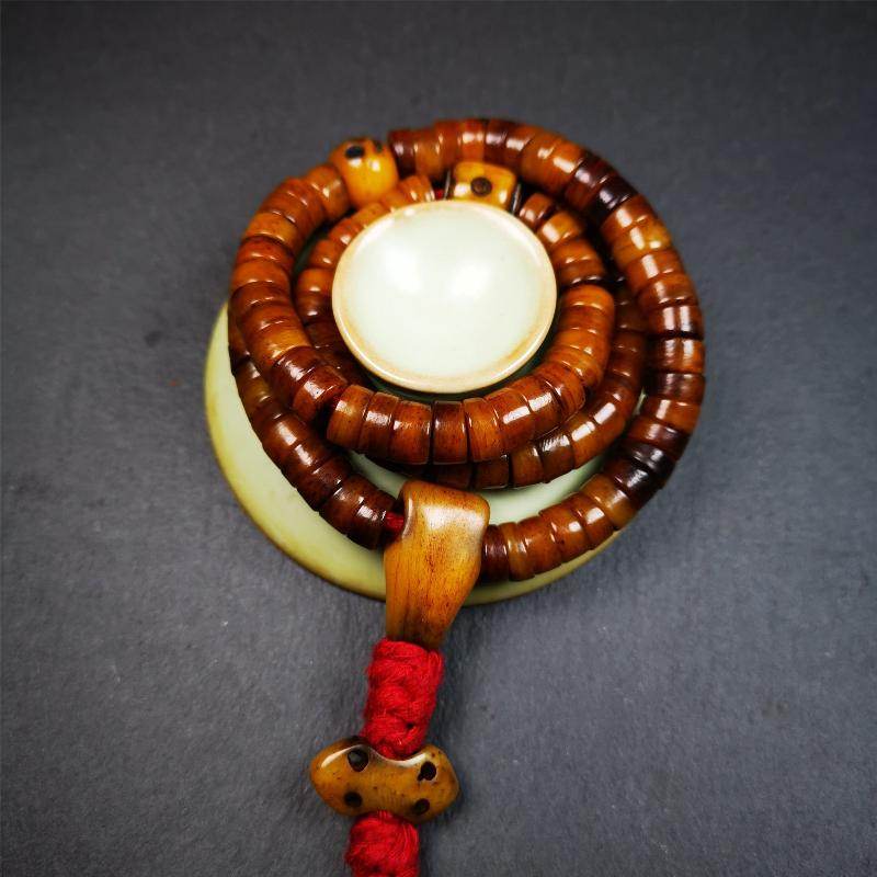 8.5mm Yak Bone Mala,48cm - Tibetan Buddhist mala beads, view 6