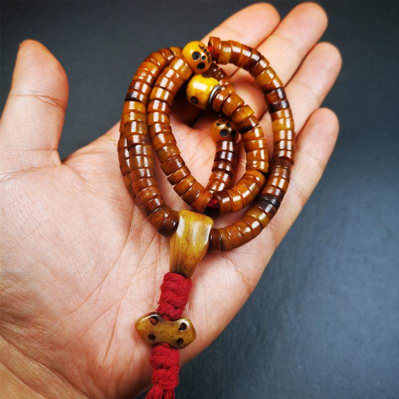 8.5mm Yak Bone Mala,48cm - Tibetan Buddhist mala beads, view 7