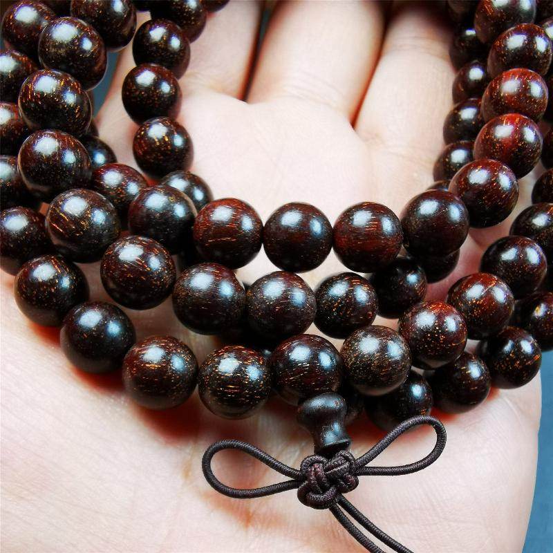 9mm Dalbergia Wood Huanghuali Mala,92cm - Tibetan Buddhist mala beads, view 7